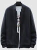 Fleece Zip Up Pocket Bomber Jacket S Deep blue