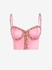 Floral Applique Adjustable Strap Crop Top L Light pink