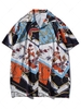 Floral Chain Patchwork Baroque Button Up Shirt Xxl Cobalt blue