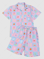 Floral Check Print Shirt And Shorts Two Piece Set Xl Pig pink
