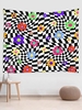 Floral Checkered Print Wall Hanging Tapestry