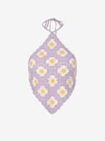 Floral Crochet Halter Tie Open Back Tank Top Light purple