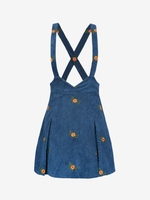 Floral Embroidered Corduroy Suspender Skirt Xl Deep blue