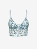 Floral Embroidered Picot Trim Corset Top L Light blue