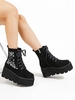 Floral Embroidered Platform Faux Suede Boots