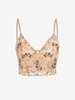 Floral Embroidered Sheer Mesh Underwire Bustier Cami Top M