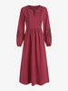 Floral Embroidered V Notched Maxi Dress L Deep red