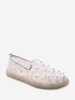 Floral Embroidery Faux Pearl Mesh Slip-On Shoes