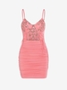 Floral Embroidery Side Ruched Underwire Dress M Light pink