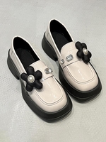 Floral Faux Pearls Rhinestones Decor Platform Loafers