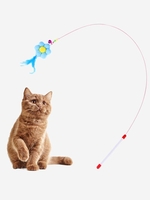 Floral Feather Bell Cat Teaser Stick