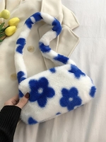 Floral Fluffy Faux Fur Crossbody Bag