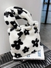 Floral Fluffy Faux Fur Shoulder Tote Bag