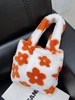 Floral Fluffy Faux Fur Shoulder Tote Bag