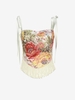 Floral Fringes Lace Up Tie Shoulder Tank Top M