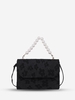 Floral Graphic Faux Pearl Crossbody Bag