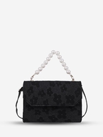 Floral Graphic Faux Pearl Crossbody Bag