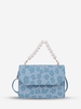 Floral Graphic Faux Pearl Crossbody Bag
