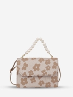 Floral Graphic Faux Pearl Crossbody Bag