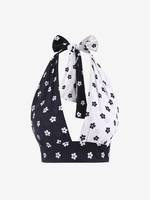 Floral Half and Half Halter Crop Top M Black