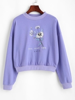 Floral HEAL LEARN GROW Graphic Sweatshirt L Purple mimosa