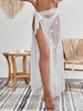 Floral Jacquard Semi-sheer Tie Side Cover Up Skirt White