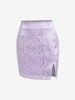 Floral Jacquard Slit Bodycon Skirt S Light purple