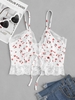 Floral Lace Hem Tied Cami Top L
