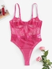 Floral Lace See Thru High Leg Lingerie Teddy S Red