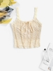 Floral Lace Tied Crop Cami Top S Light coffee