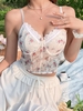 Floral Lace Underwire Crop Camisole M Light coffee