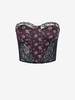 Floral Lace Up Lace Sheer Bandeau Crop Top L Black