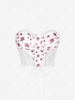 Floral Lace Up Lace Sheer Bandeau Crop Top M