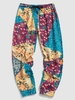 Floral Leaf Patchwork Pants Xl Multi b