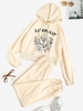 Floral LITERALLY Graphic Sweat Two Piece Set S Light coffee