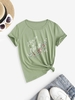 Floral Love Peace Print Short Sleeve T Shirt Xl Green