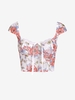 Floral Mesh Bustier Corset-style Lace Trim Top M