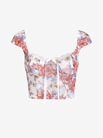 Floral Mesh Bustier Corset-style Lace Trim Top S