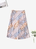 Floral Patchwork Print Midi Skirt M Purple