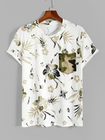 Floral Pattern Camo Pocket T-shirt Xxl White