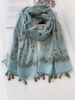 Floral Pattern Tassels Scarf