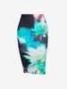 Floral Print Back Slit Bodycon Skirt M Multi a