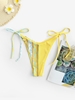 Floral Print Bikini Bottom L Yellow