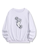 Flower Hand Print Pullover Sweatshirt S White