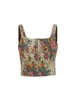 Flower Jacquard Hook Front Crop Tank Top L Coffee