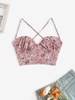 Flower Lace Up Corset Style Top Xl Light pink