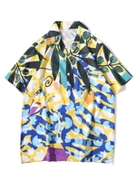 Flower Leaves Art Print Button Up Shirt Xl Sun yellow