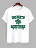Flower Letter Graphic Short Sleeves T Shirt S White
