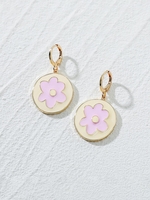 Flower Pattern Glazed Drop Earrings
