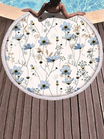 Flower Pattern Tassel Decor Beach Towel